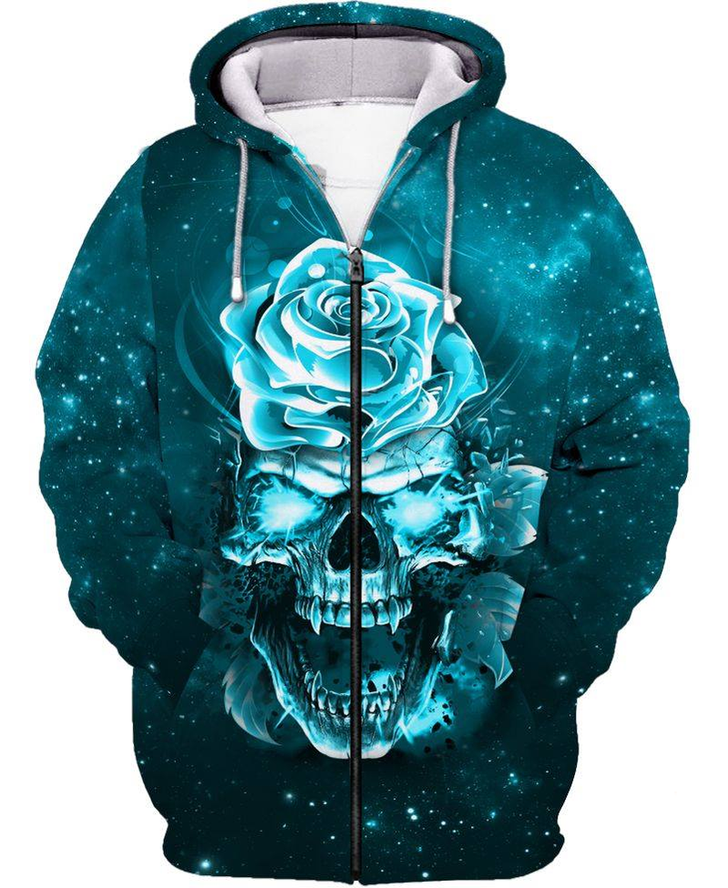 Skull Gift Teal Skull Rose Galaxy Sh …
