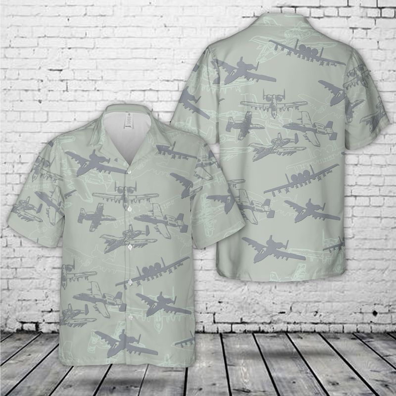 Us Air Force Fairchild Republic A-10 “Warthog” Thunderbolt Ii Silhouette Hawaiian Shirt