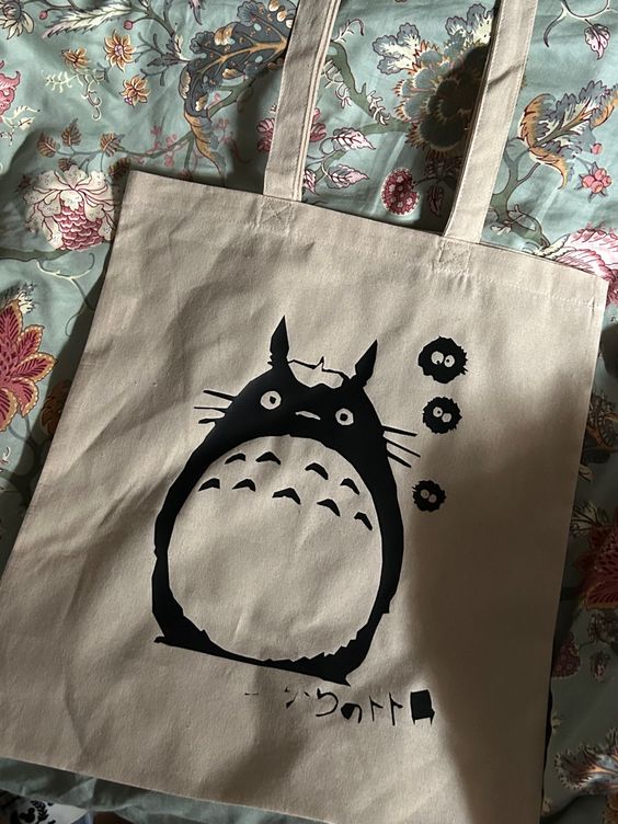 self made totoro bag, Canvas Tote Bags, Tote Bag Design, Tote Bag Idea