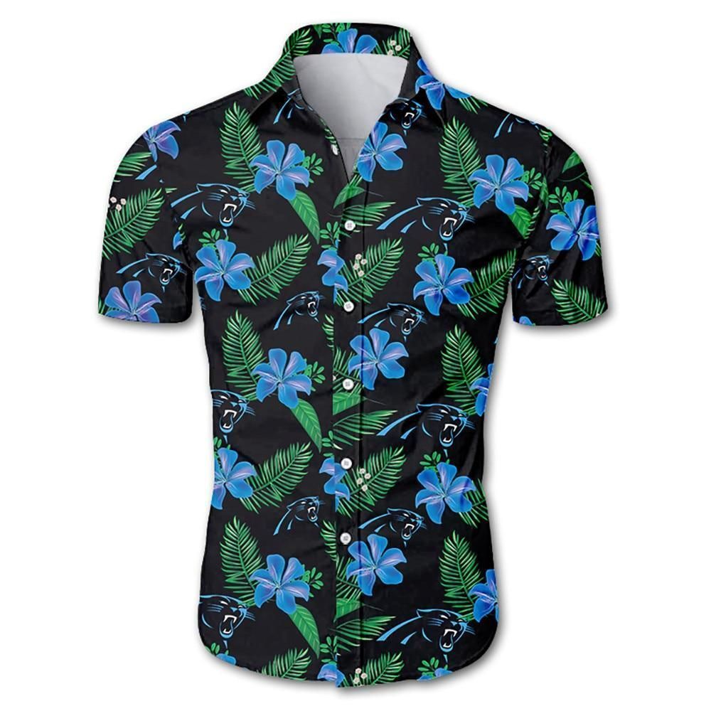 Carolina panthers tropical flower Hawaiian Shirt - Funnymugsandshirts Fashion