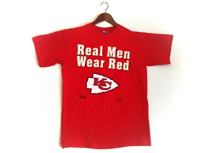 Vintage 1991 Real Men Wear Red Kansas City Chiefs Football T Shirt