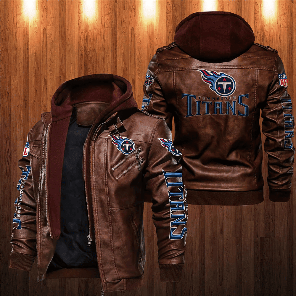 Tennessee Titans Zip Leather Jacket With Hood