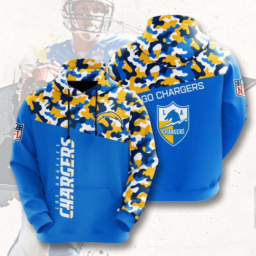 Sport-Team Los Angeles Chargers Powder Blue Gold Camo Pullover Hoodie Aop Shirt