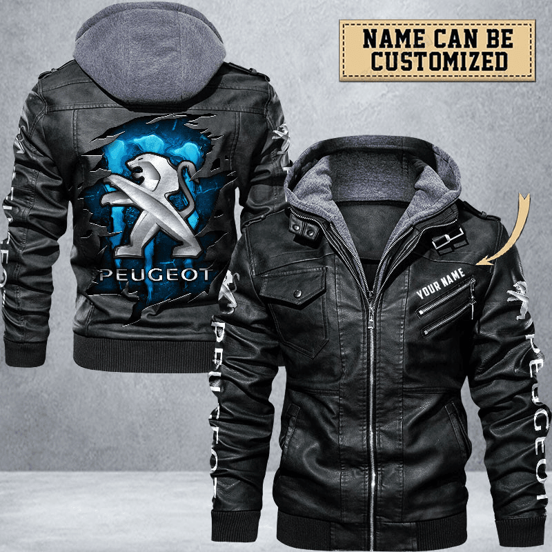 Peugeot Zip Leather Jacket With Hood