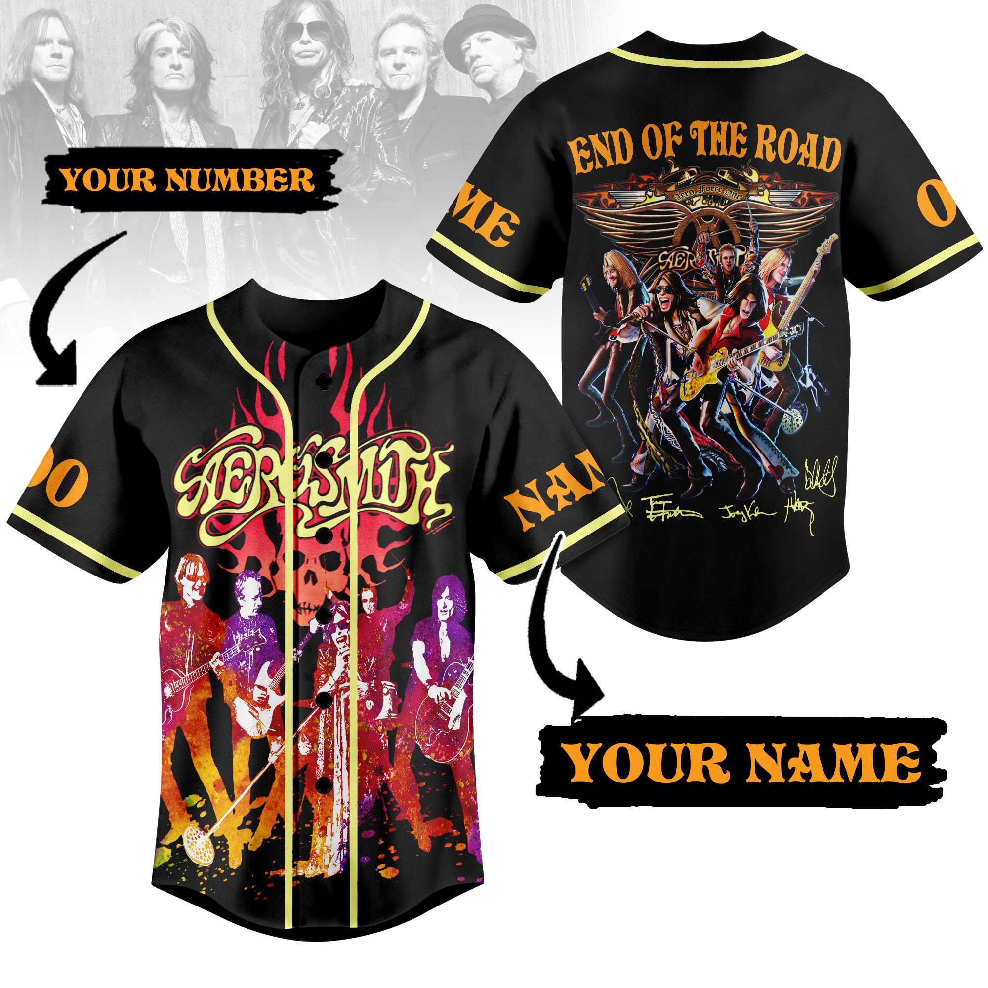 Merchcustom Aerosmith Baseball Jersey For Fans