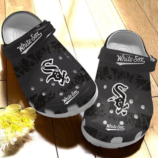 Chicago White Sox MLB Team Logo Black Grey Crocss Classic Clogs Shoes Ver973