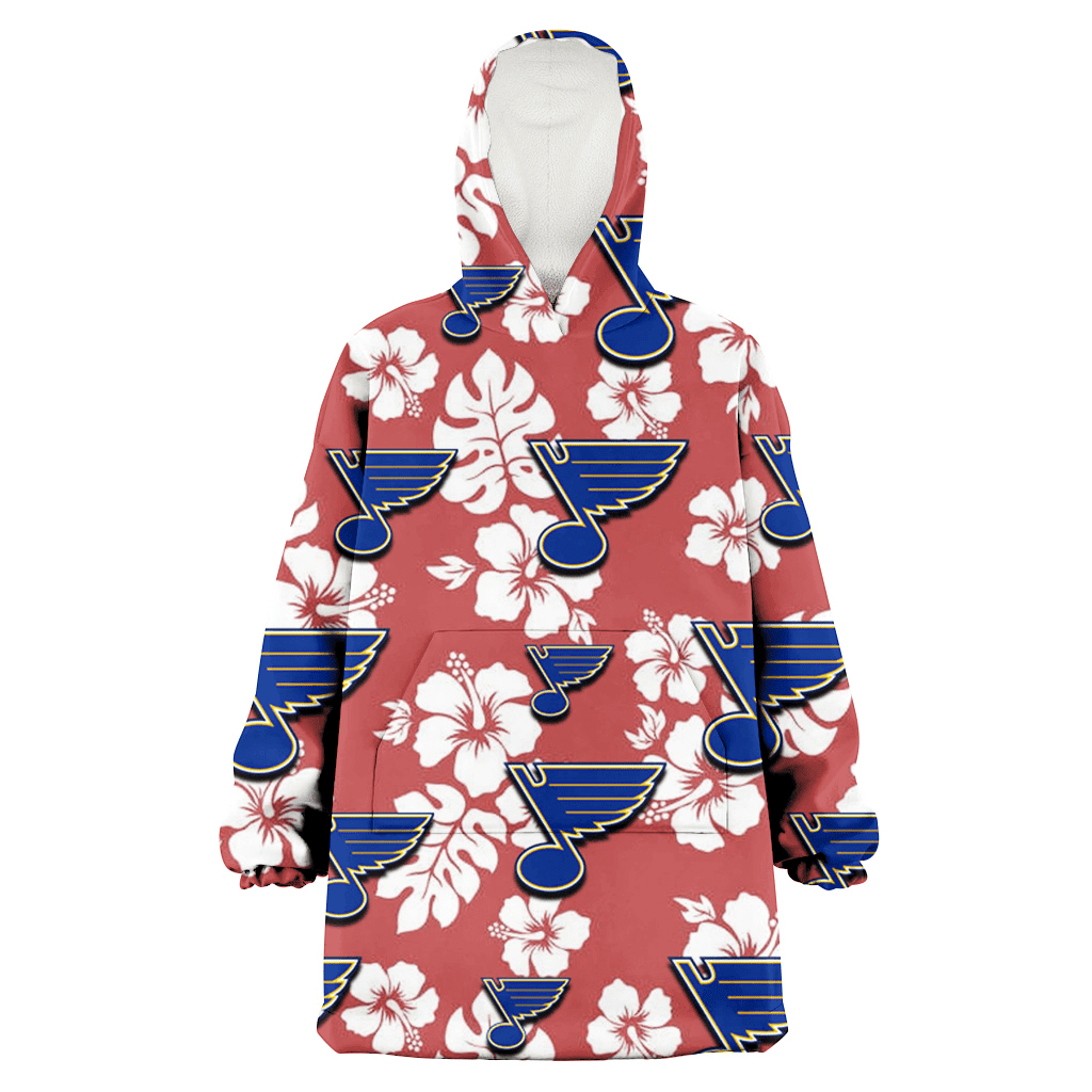 St. Louis Blues White Hibiscus Indian Red Background 3D Printed Hoodie Blanket Snug Hoodie