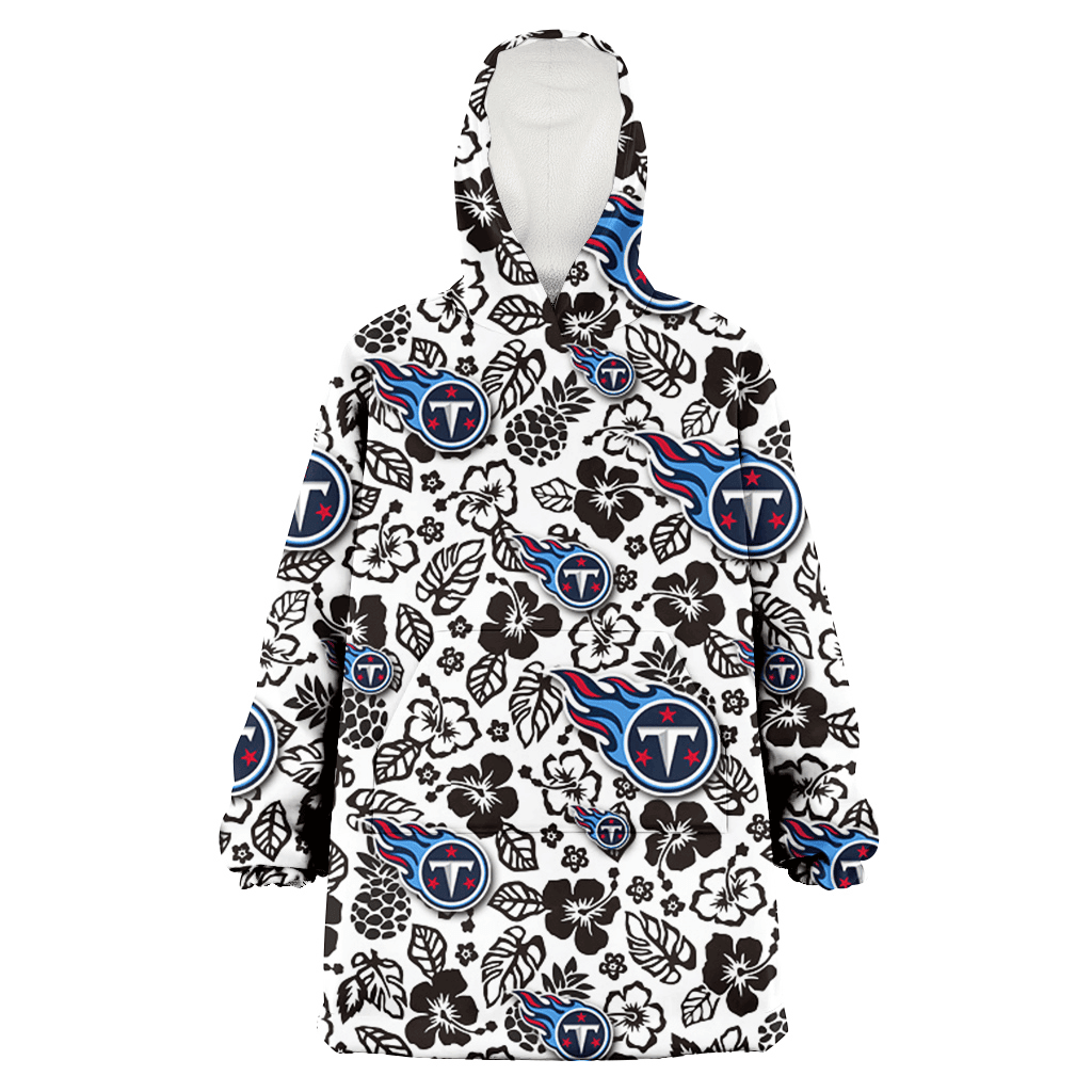 Tennessee Titans Black And White Hibiscus Leaf White Background 3D Printed Hoodie Blanket Snug Hoodie