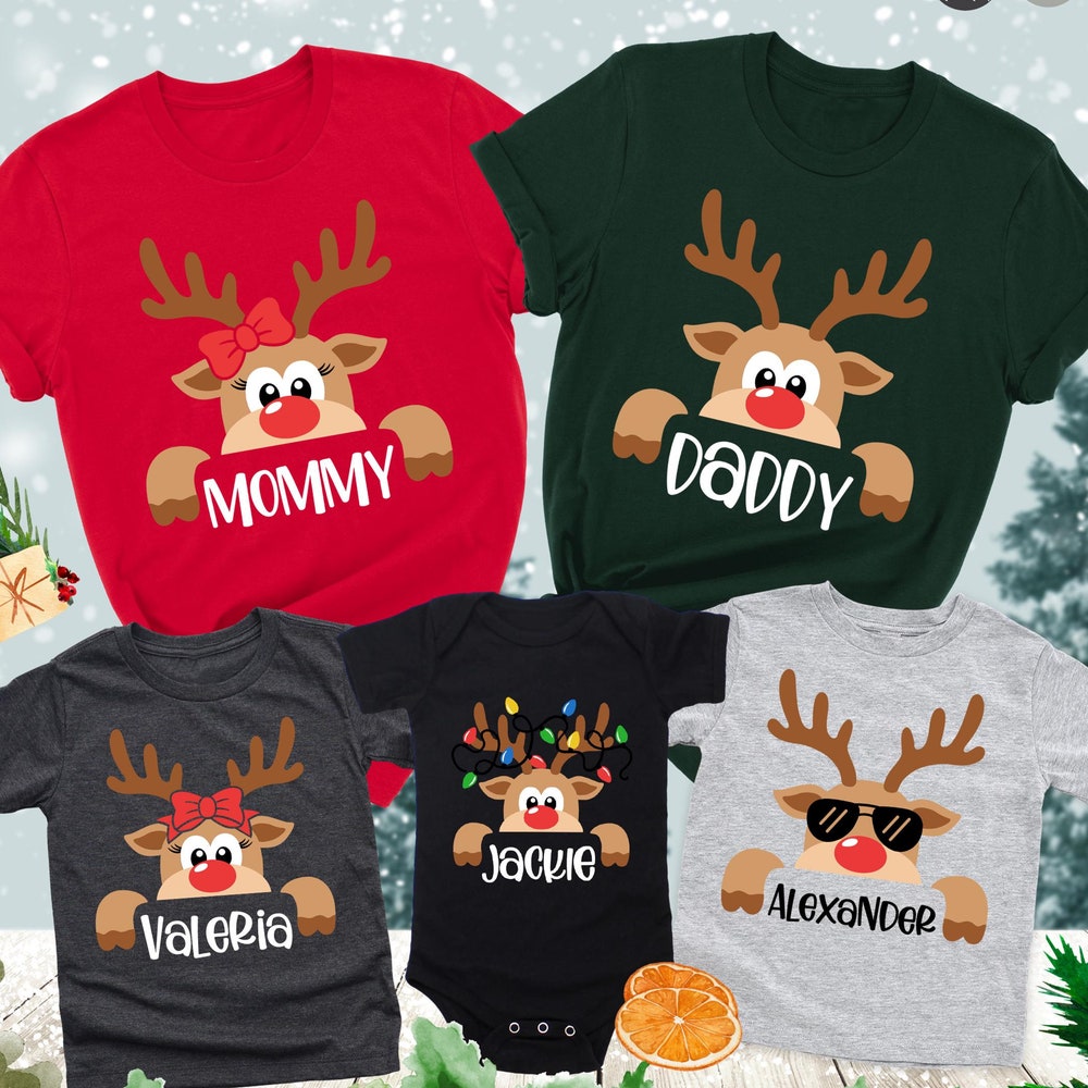 Reindeer Christmas Family Shirts,Christmas Gift For Family,Custom Family Christmas Shirt,Matching Family Christmas Tees,Christmas Family Tee Wear Art, Own The Look