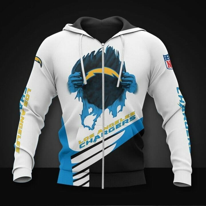Sport-Team Los Angeles Chargers White Blue Pullover Hoodie & Zip Up Hoodie Aop Shirt