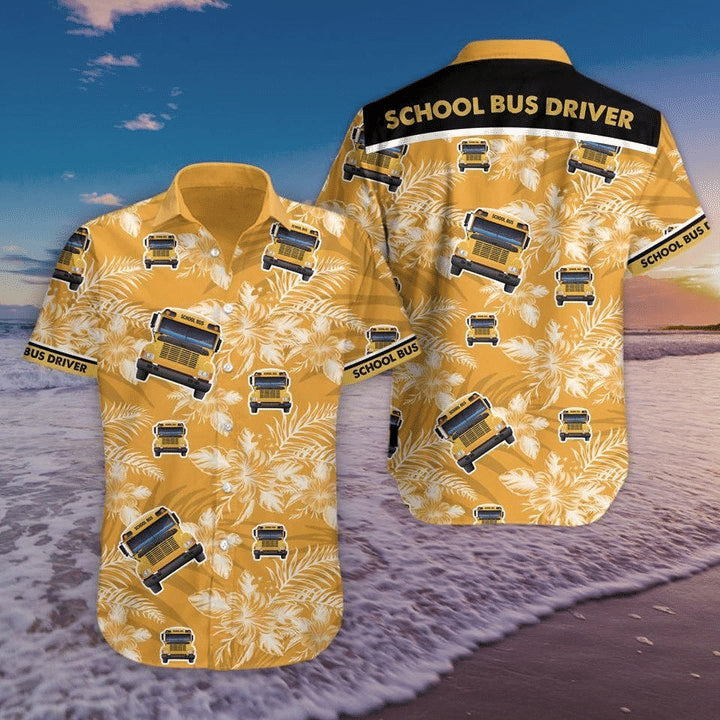 School Bus Hawaiian Shirt, Bus Driver Hawaii Shirt, Summer Gift For Driver Dad, Grandpa