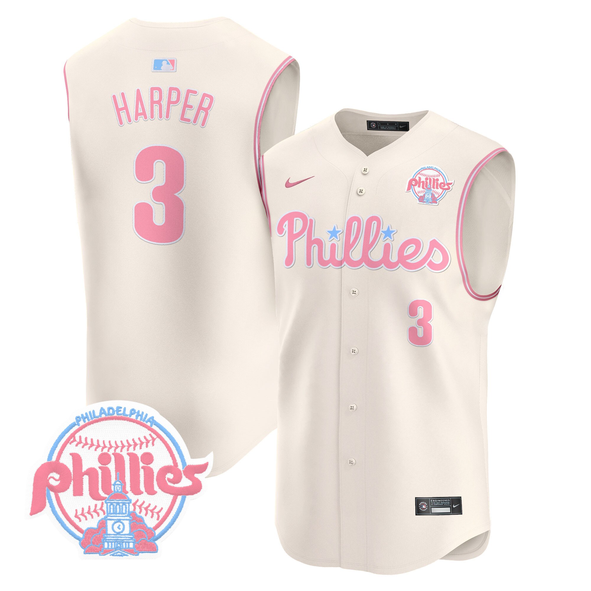 Unisex Phillies Bubblegum Pink Vapor Premier Sleeveless Jersey V2 – All Stitched