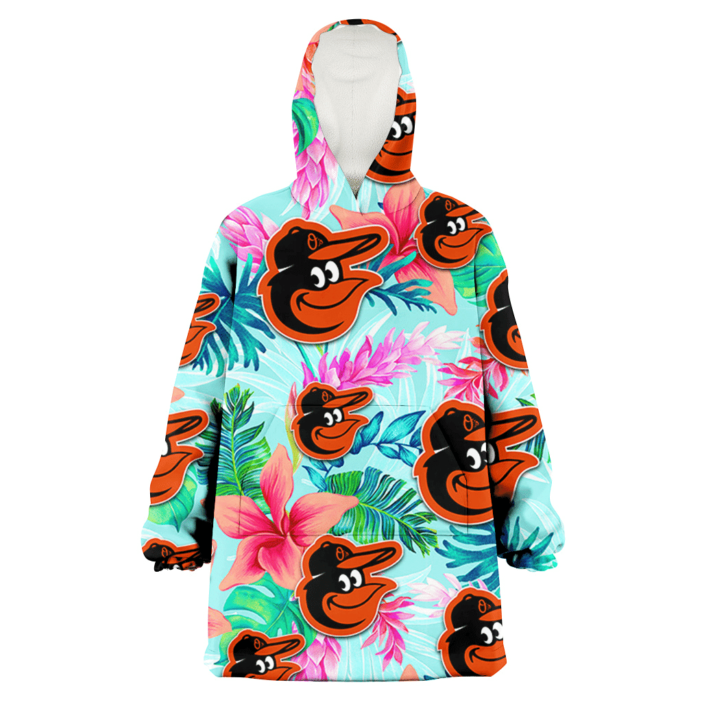 Baltimore Orioles Coral Porcelain Flower Violet Orchid Light Blue Background 3D Printed Hoodie Blanket Snug Hoodie