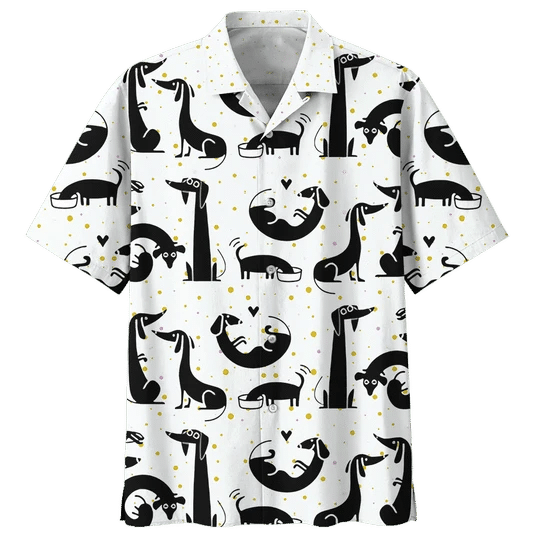 Black And White Dachshund Hawaiian Shirt, Dachshund Dog Hawaii Shirt For Men And Women