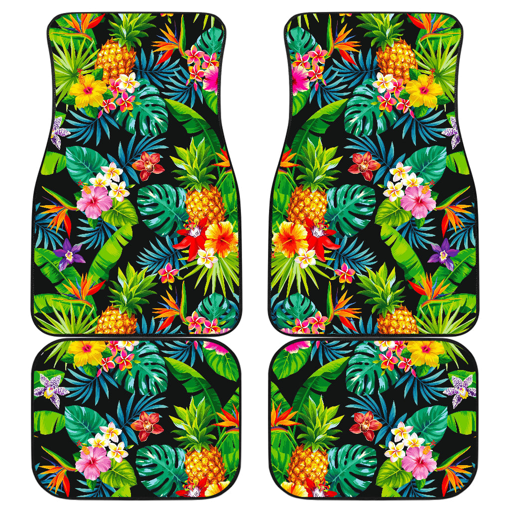 Aloha Hawaiian Tropical Pattern Print Front And Back Car Floor Mats, Front Car Mat