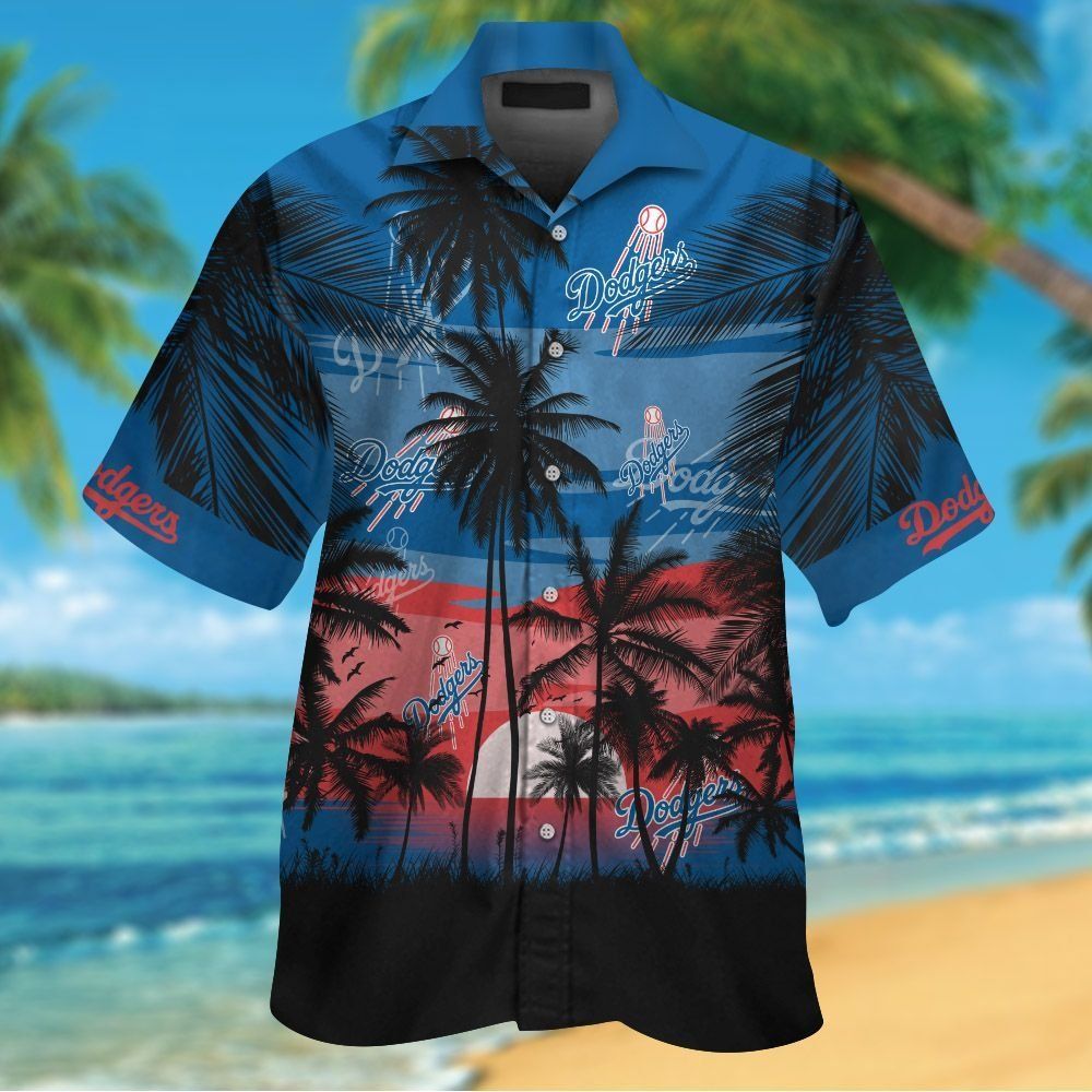 Los Angeles Dodgers Short Sleeve Button Up Tropical Shirt Hawaiian Shirt