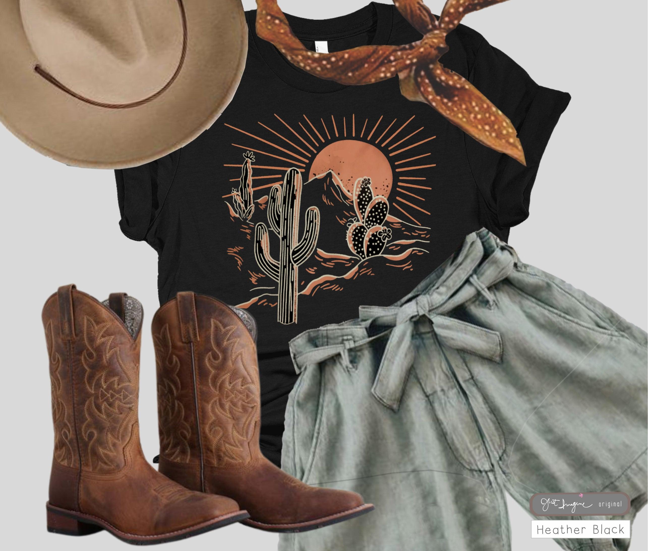 Desert Sunrise ~ Desert Shirt, Adventure Shirt, Travel Shirt, Summer Tee, Cactus Plants, Cowgirl Shirt, Cactus Scene Shirt, cowgirl, gift