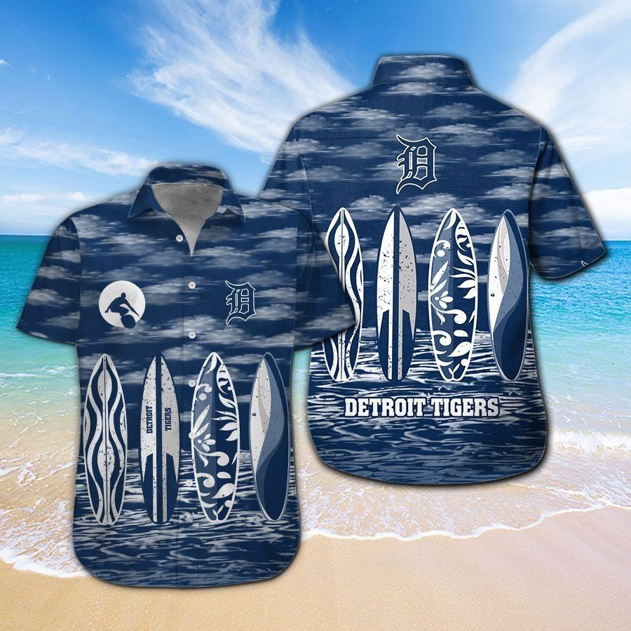 Detroit Tigers Short Sleeve Button Up Tropical Hawaiian Shirt Ver010