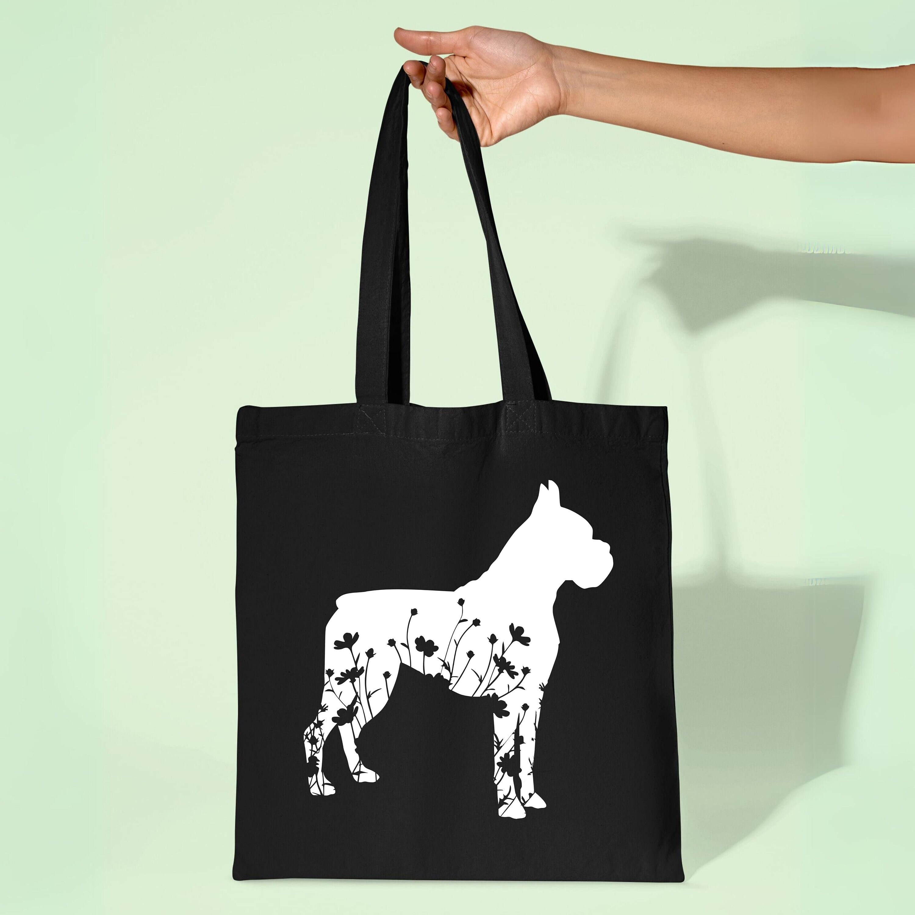 Floral Boxer Tote Bag, Dog Lover Gift, Animal Tote Bag, Nature Lover Gift, Dog Owner Gift, Eco Friendly Tote Bag, Dog Mom Gift, Shopping Bag