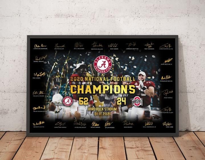 2020 national football champions alabama crimson tide signatures poster canvas for fans poster canvas