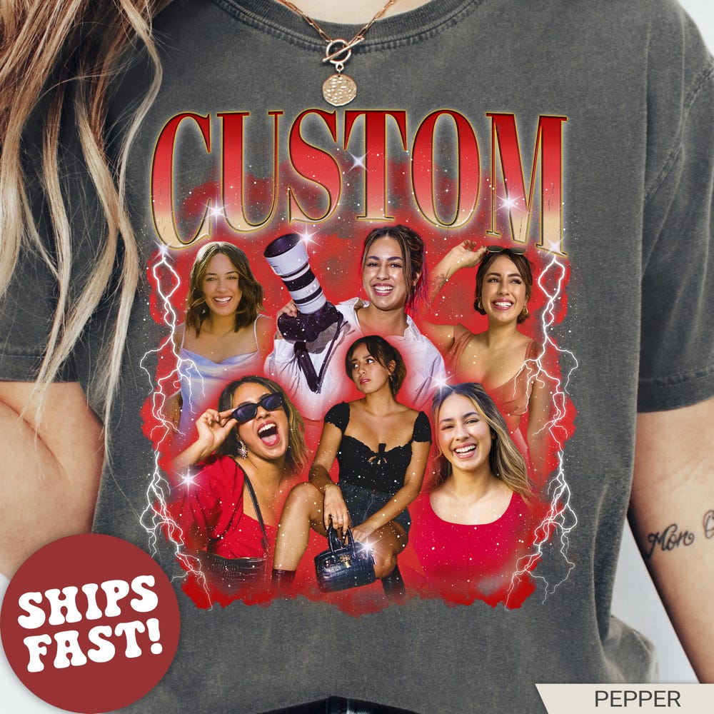 Custom Photo - Vintage Graphic 90S T-Shirt, Custom Bootleg Rap Tee, Custom Your Own Bootleg Idea Here, Custom Photo Shirt Realtorgift