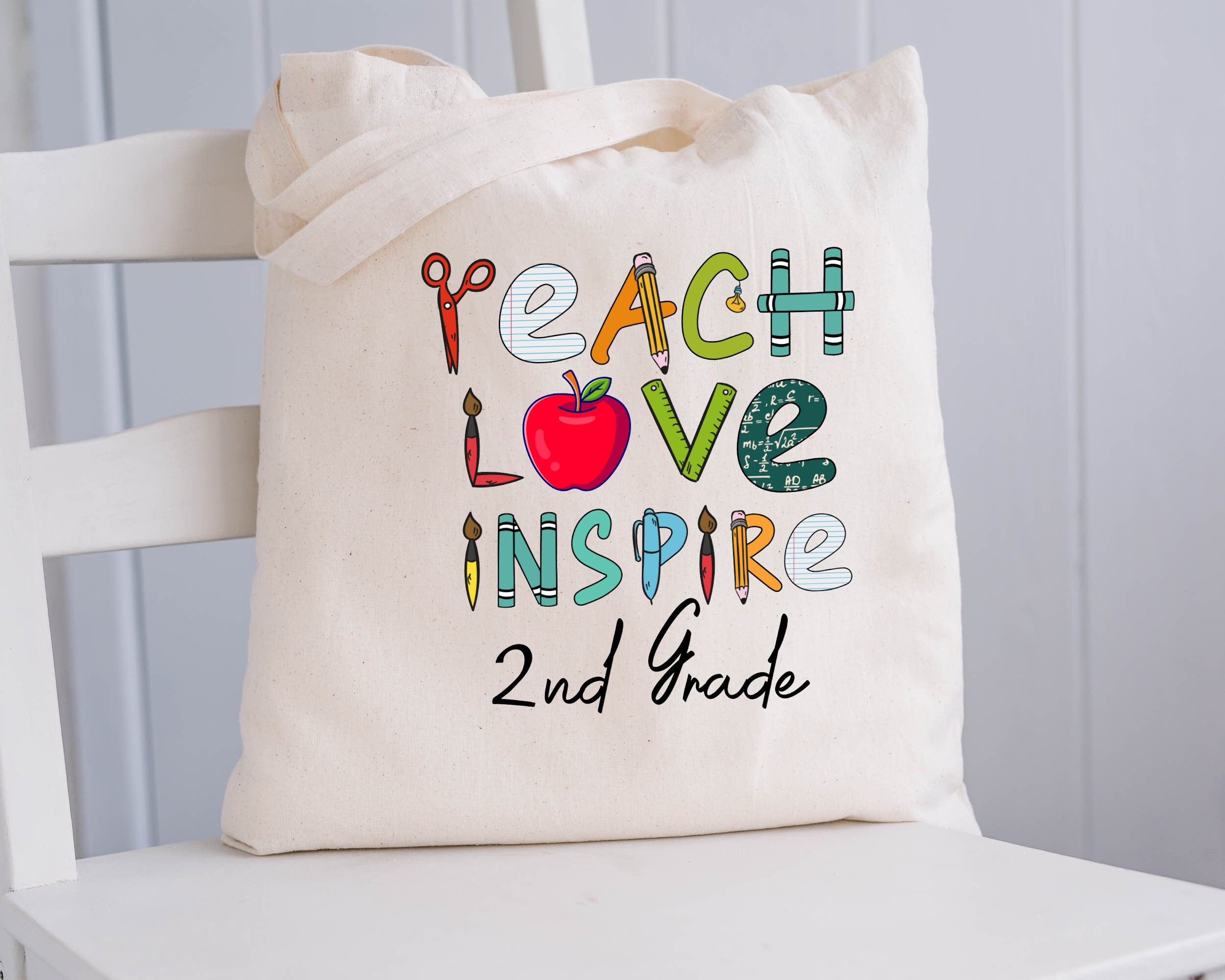 Teach Love Inspire Tote Bag, Personalized Teacher, Teacher Grade Bag, Teacher Appreciation, Teacher Bag, Back To School Gift, Christmas Gift