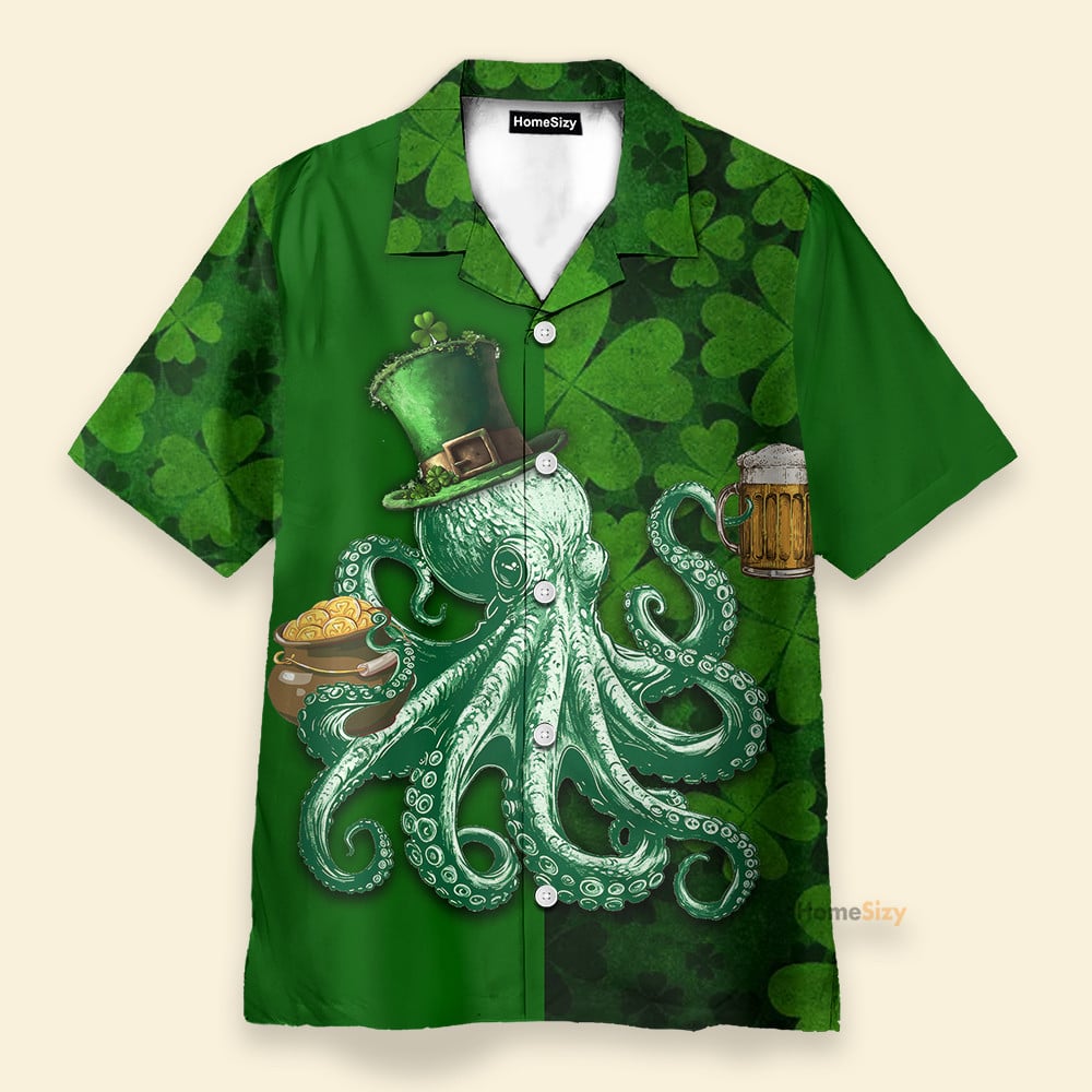 Octopus Beer Happy St. Patrick’S Day – Hawaiian Shirt