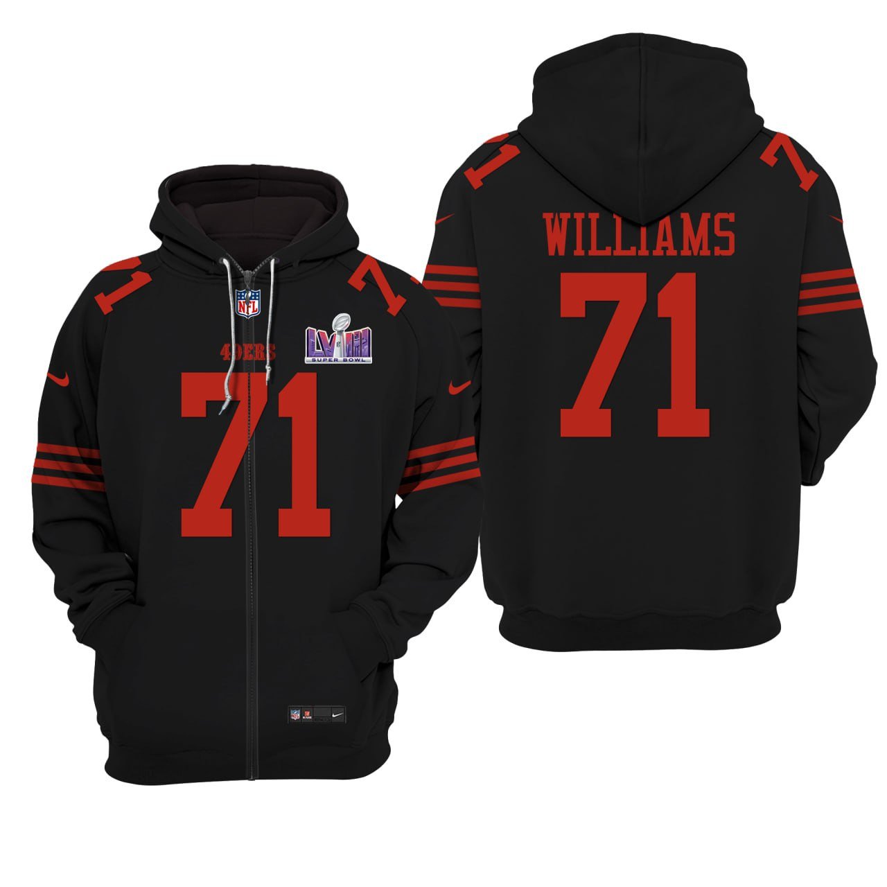 Trent Williams #71 Super Bowl Patch Black Hoodie – All Stitched