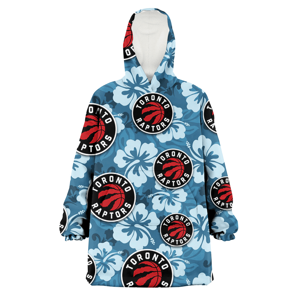 Toronto Raptors Light Blue Hibiscus Blue Background 3D Printed Hoodie Blanket Snug Hoodie