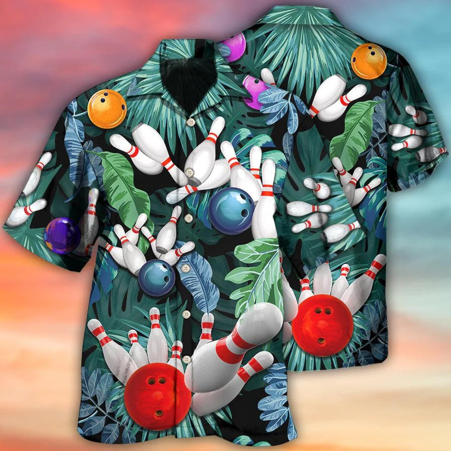 3D Bowling Hawaiian Shirt, Tropical Leaves Hawaiian Shirt, Bowling I’M So Happy Aloha Shirt For Men – Perfect Gift For Bowling Lovers, Bowlers