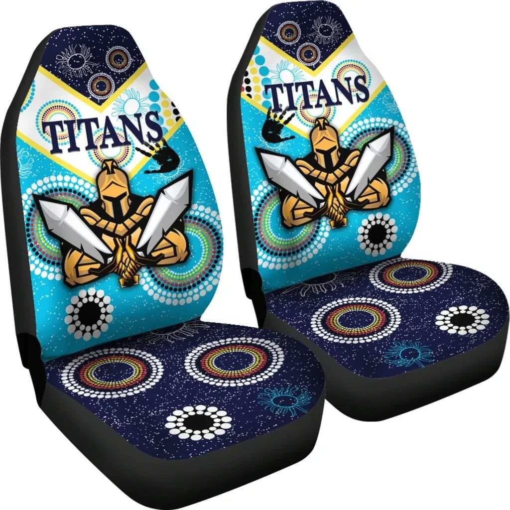 NRL Gold Coast Titans Gladiator Unique Indigenous Car Seat Cover Set CSC6211