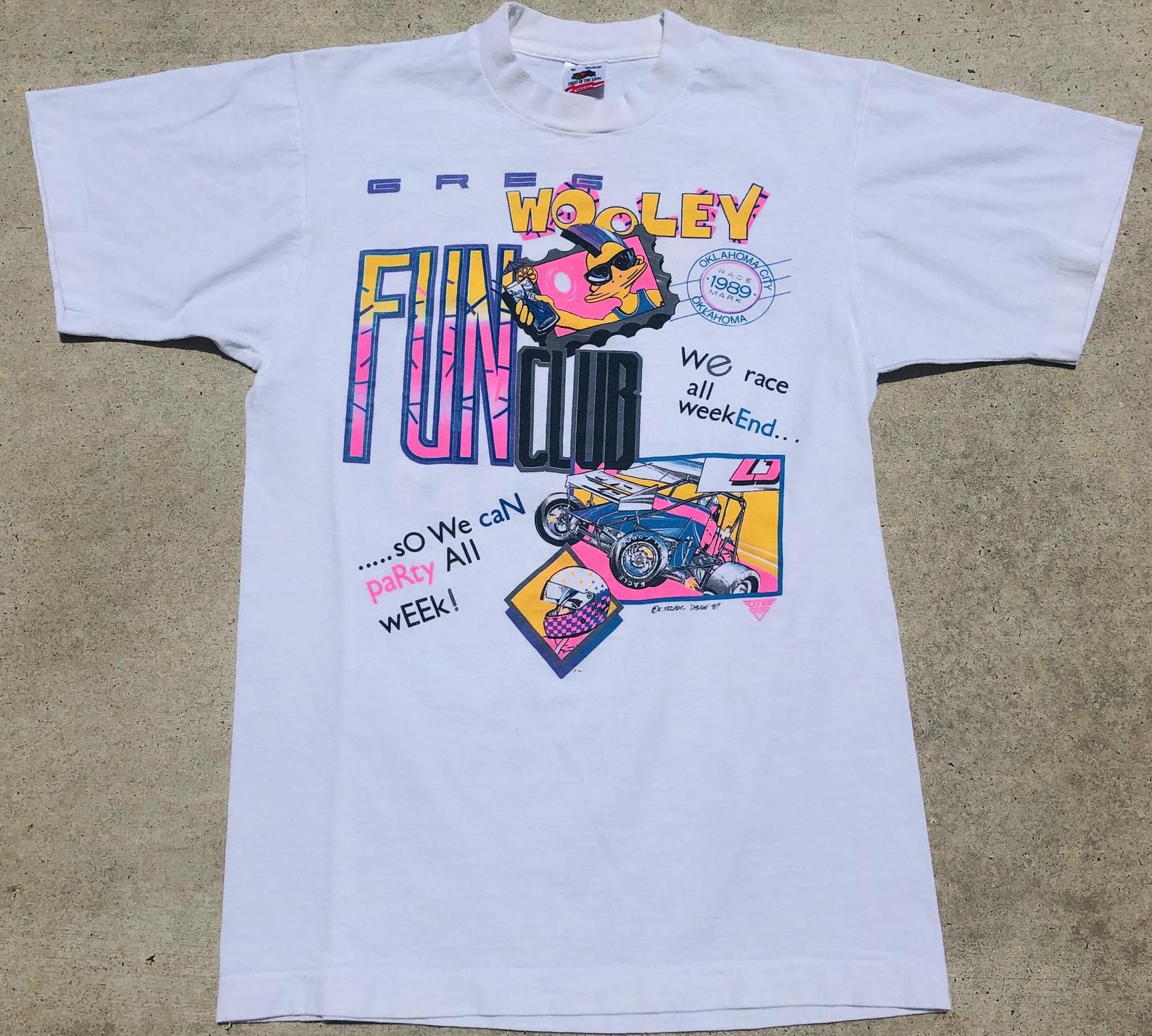 Rare Vintage 1989 Greg Wooley S Car Racing Fan Club Tee –