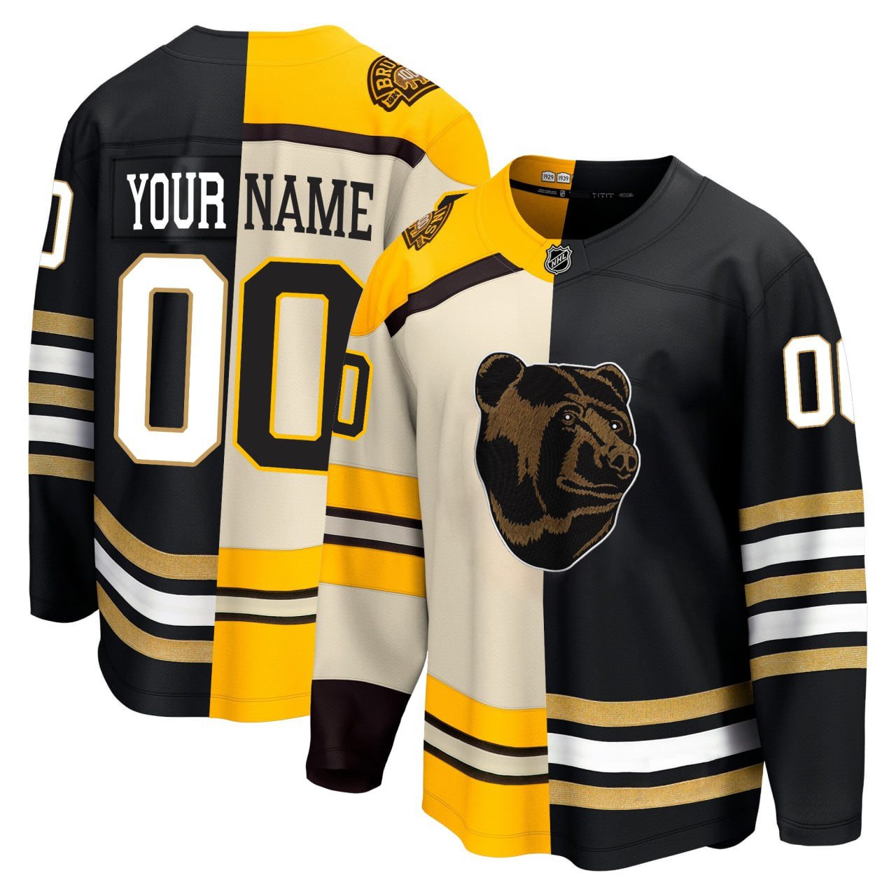 Boston Bruins Split Custom Jersey – All Stitched