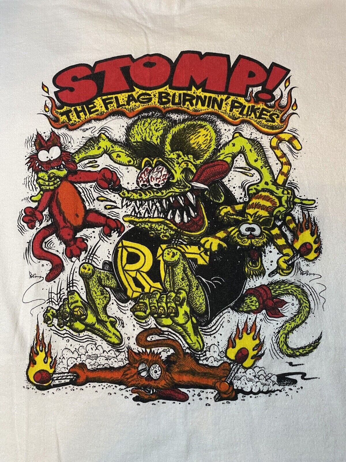 STOMP THE FLAG BURNIN PUKES Ed Roth RAT FINK Shirt Outfit