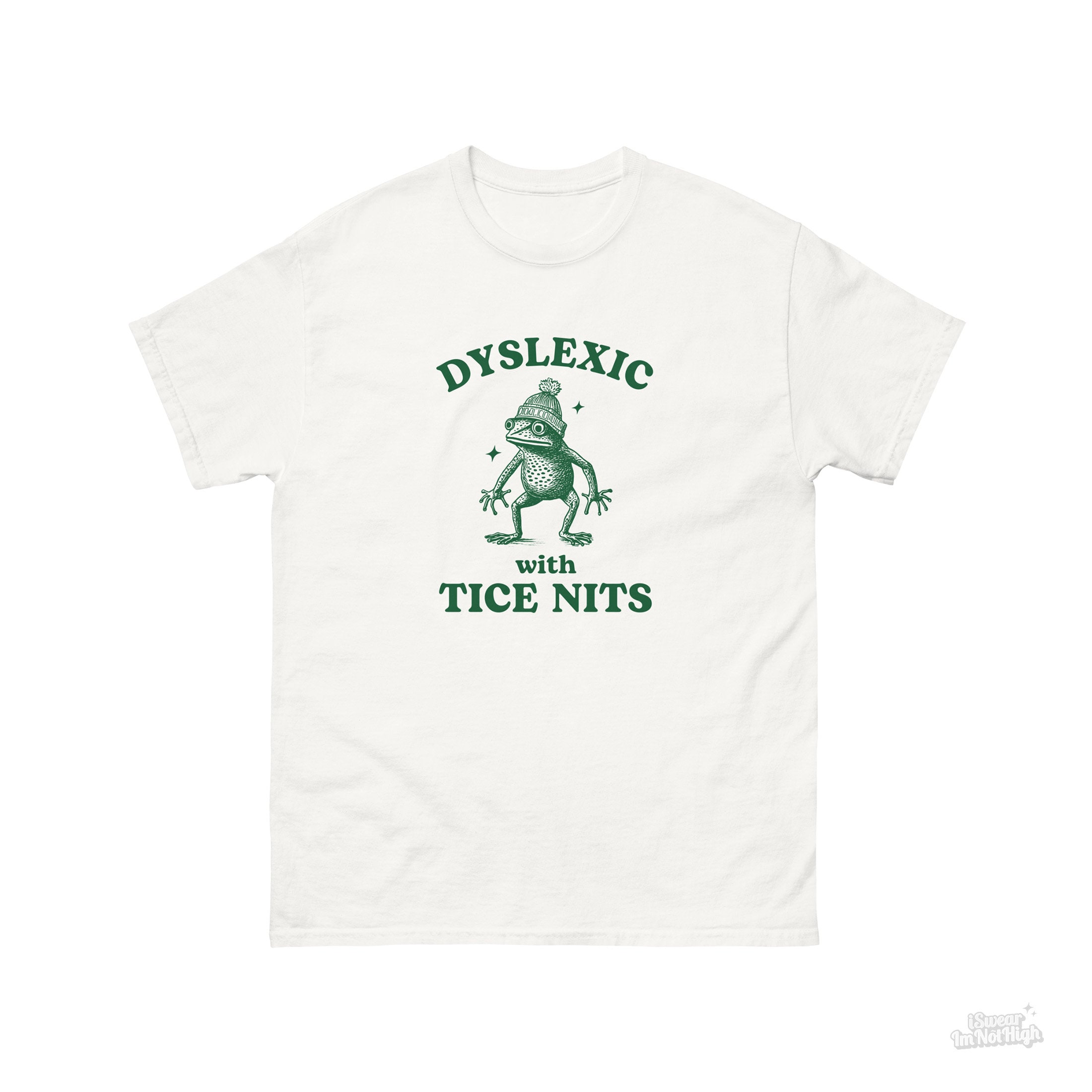 Dyslexic With Tice Nits, Funny Dyslexia Shirt, Frog T Shirt, Stupid Vintage Shirt, Sarcastic Cartoon Tee, Silly Meme Shirt