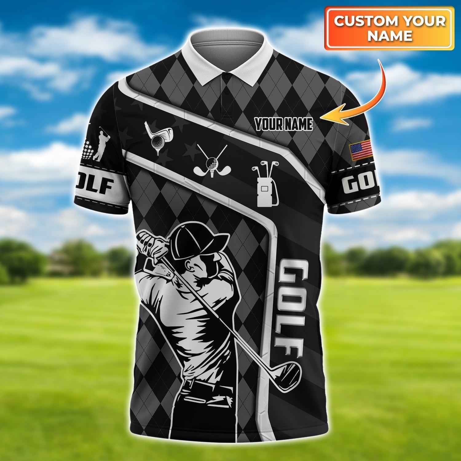 Wearzone Style Golf Polo Polo Shirt With Custom Name For Golfers Golf Lovers Polo Shirts