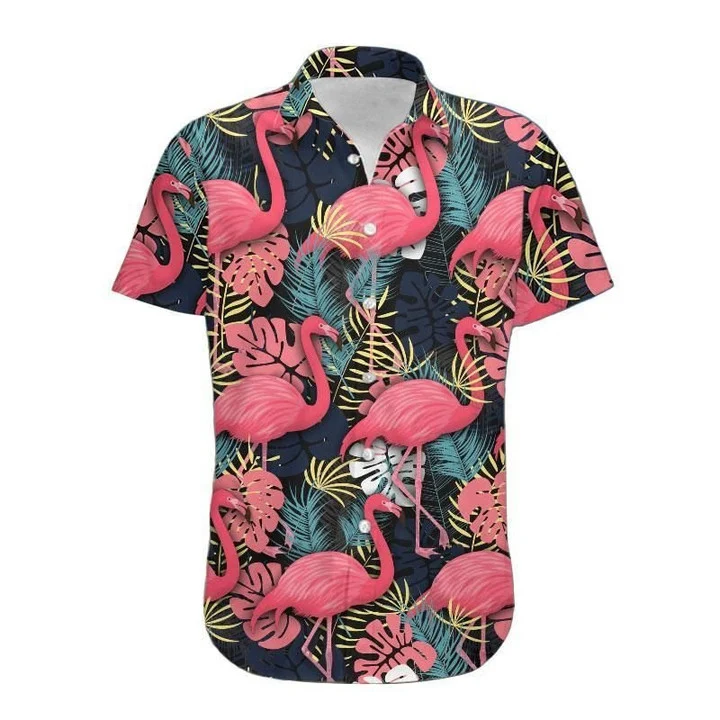 Classic Leave Flamingo Ornamental Hawaiian Shirt For Women