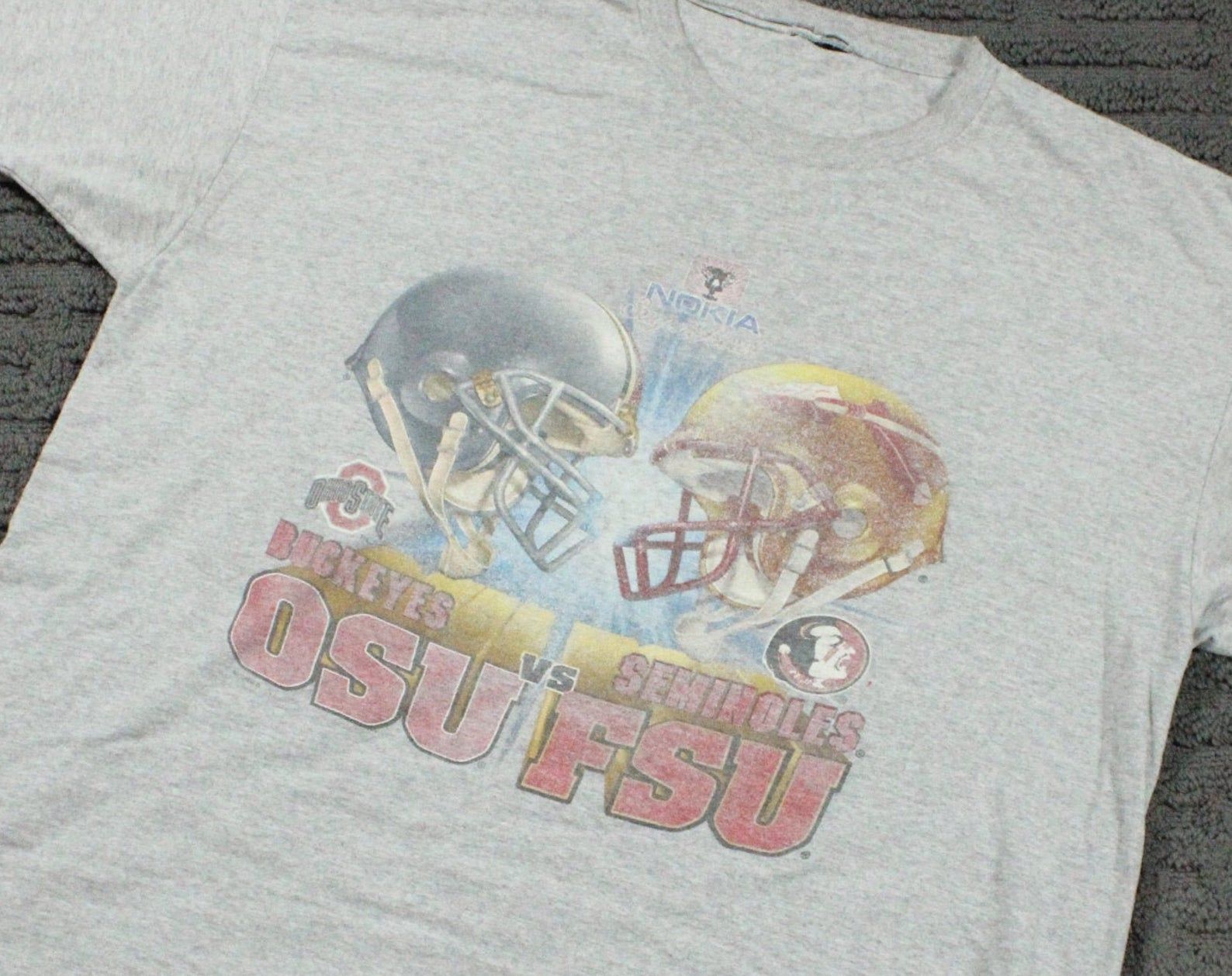 Football T Shirt /Osu Vs Fsu / Vintage College Sports Team / Graphic T / 90S Hip Hop Streetwear Clothing