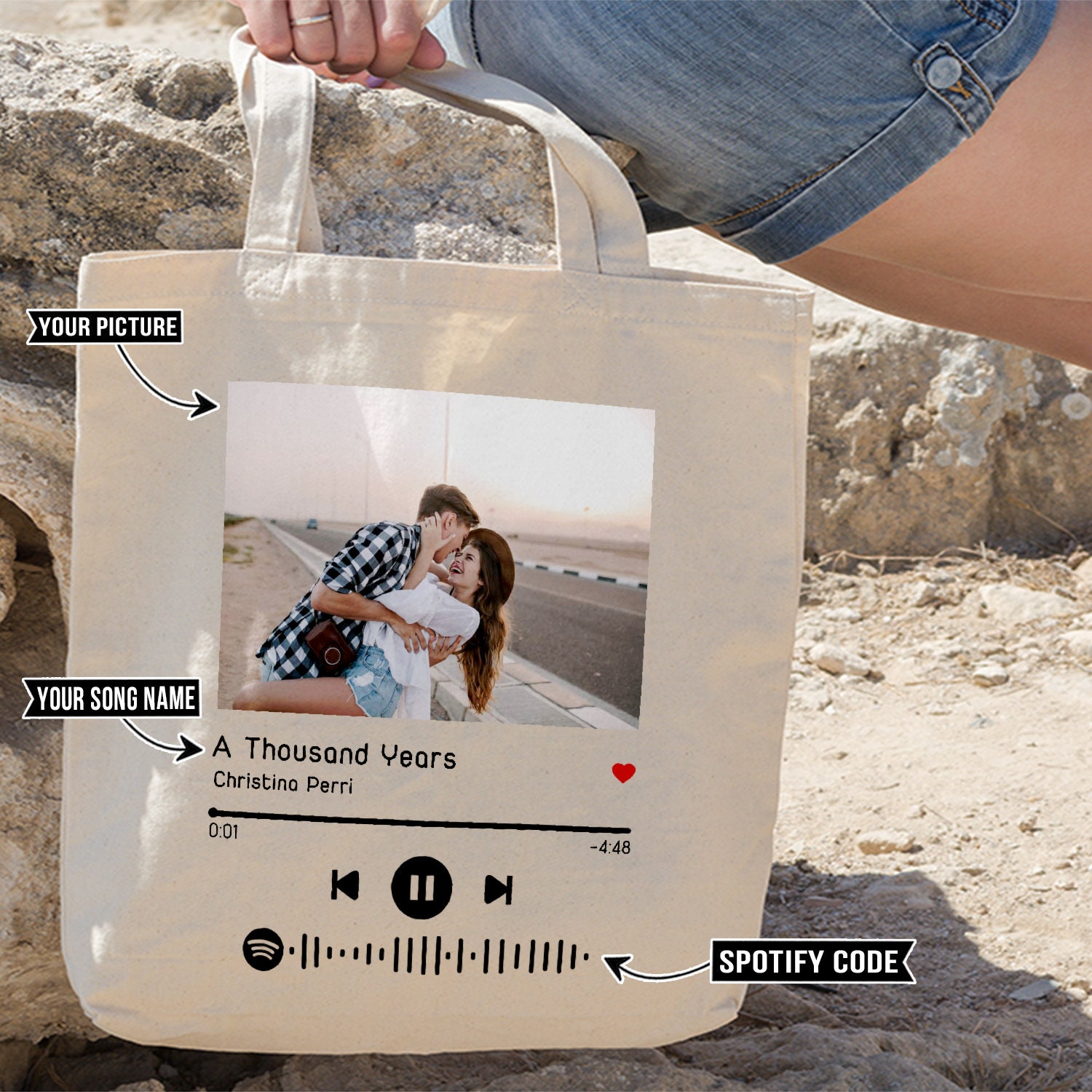 Love Song Personalized Tote Bag, Custom Song Tote Bag, Canvas Tote Bag, Love Song Tote Bag, Song Art Tote Bag, Gift For Friends