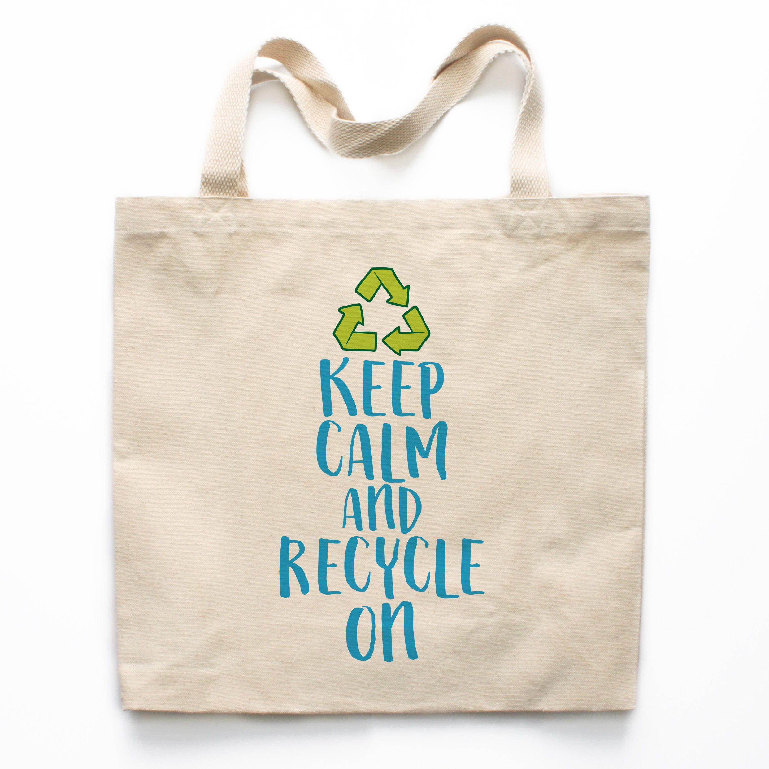 Earth Day Tote Bag, Keep Calm and Recycle Bag, Canvas Tote Bag, Printed Tote Bag, Market Bag, Shopping Bag, Reusable Grocery Bag 0144