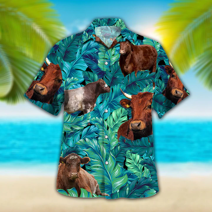 Shorthorn Cattle Lovers Hawaiian Shirt, Cow Aloha Shirt, Summer Short Sleeve Hawaiian Aloha Shirt For Men, Women