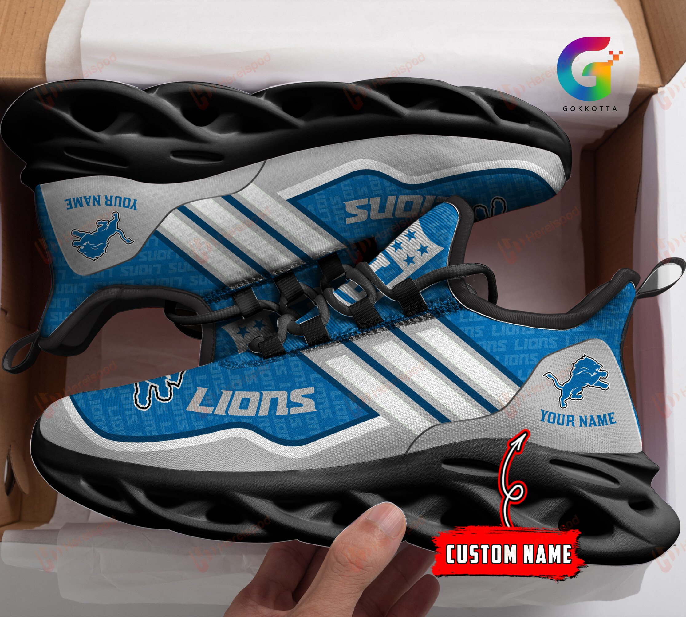 Detroit Lions Personalized Clunky Sneaker Max Soul Shoes MS310