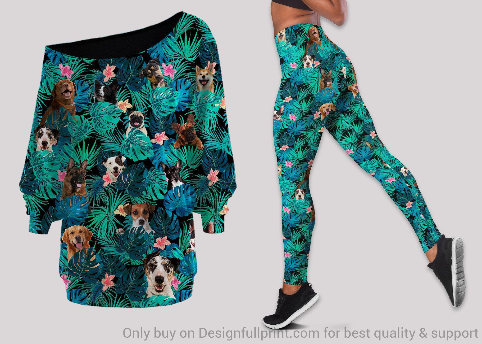 Dogs And Tropical Forest Off Shoulde &hellip;