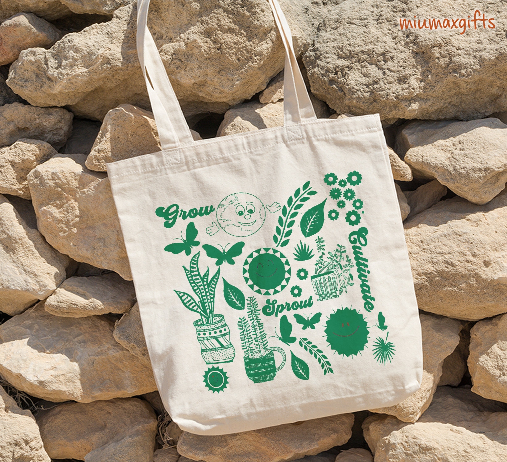 Green Cultivate Tote Bag, Green Plant Tote Bag, Environmental Tote Bag, Gardening Tote Bag, Eco-Friendly Tote Bag, Green Nature Bag