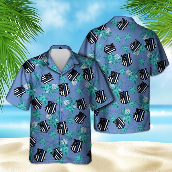 Thin Blue Line Hawaii Shirt Police Seamless Pattern Hawaiian Shirt