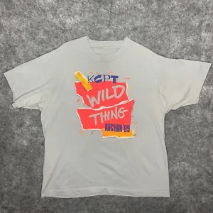 Vintage Public Televison T Shirt Adult Grey Kansas City Auction 1989 80S