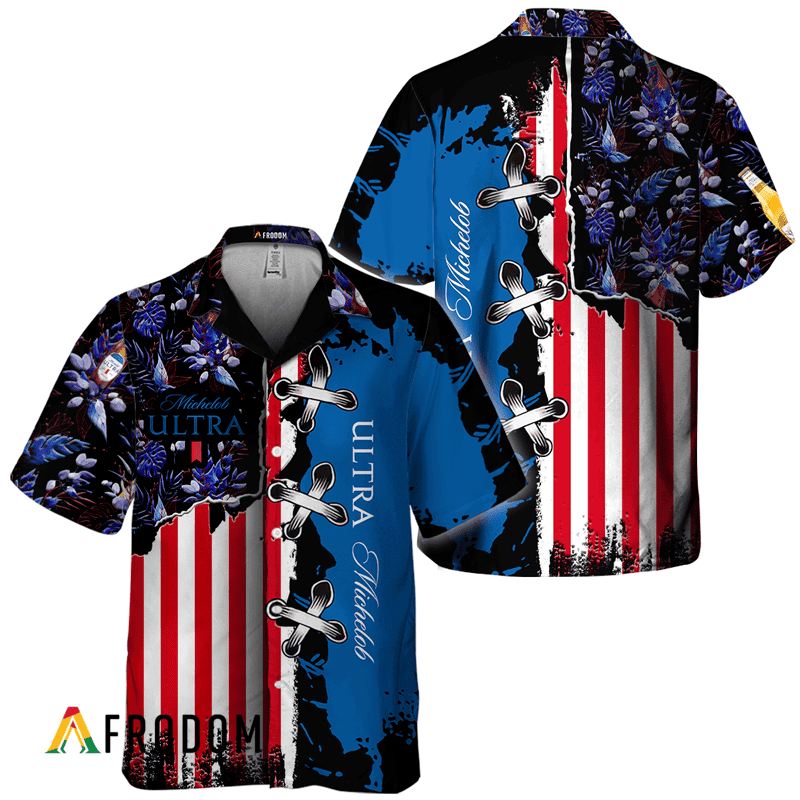 Vintage Tropical Flower Michelob Ultra Hawaiian Shirt