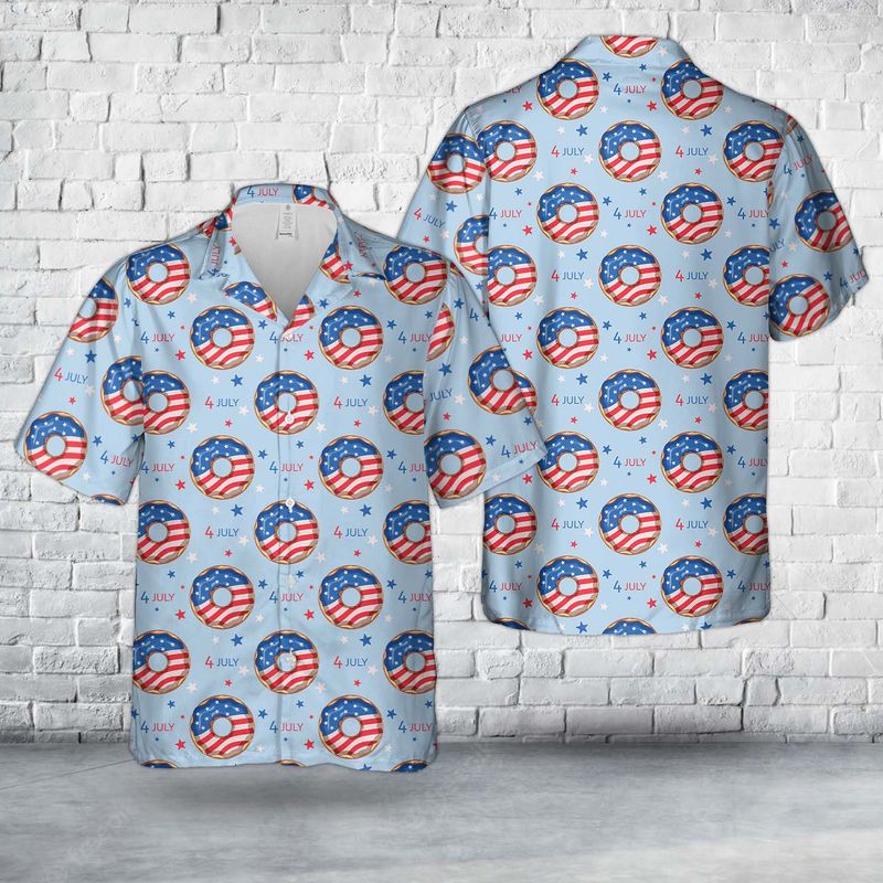 4Th Of July Blue And Red Donuts Hawaiian Shirt