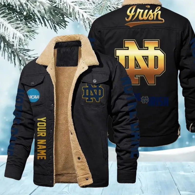 Notre Dame Fighting Irish NCAA Team Personalized Name Lap Stand Collar Jacket