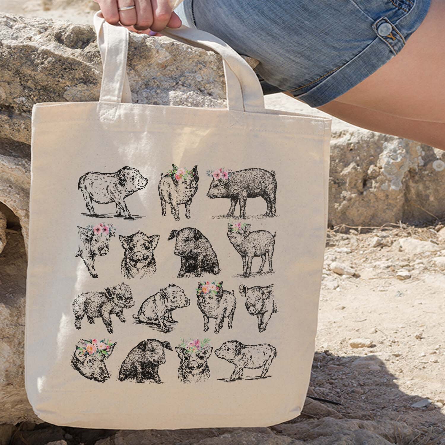 Pig Tote Bag, Pig Bag, Cute Pig Tote Bag, Gift For Pig Lovers,  Basic Tote Bag, Gift For Friends, Tote Bag, Tote Bag For Pig Lovers